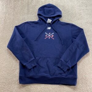 New Balance Sweater Mens Size XL Navy Blue Hoodie Pullover Athletic Graphic‎